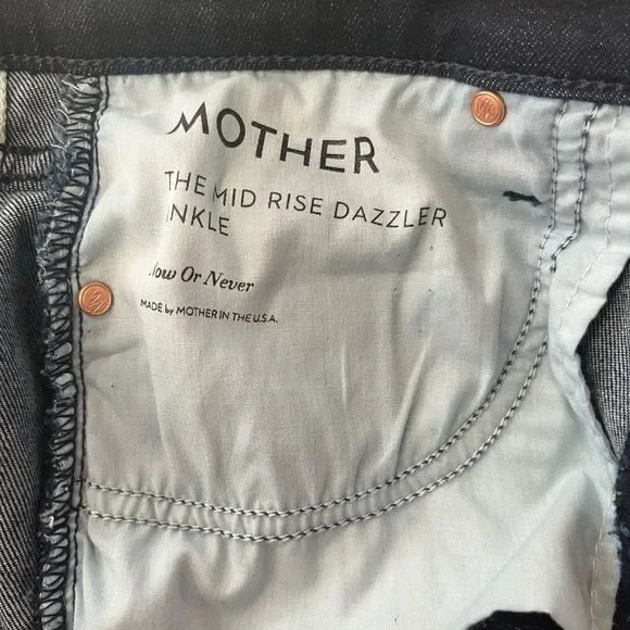 MOTHER Women's Straight Leg Jeans - Dark Blue - Picture 13 of 14